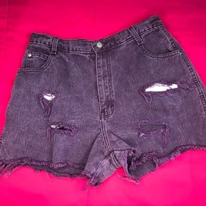 Purple jean mom shorts